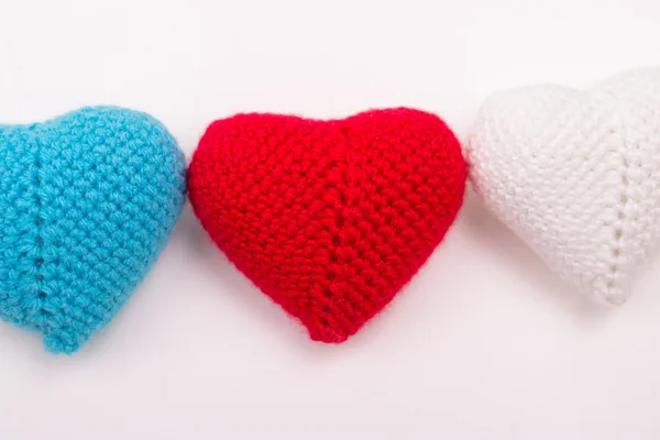 Heart crocheted from threads — Stock Photo, Image