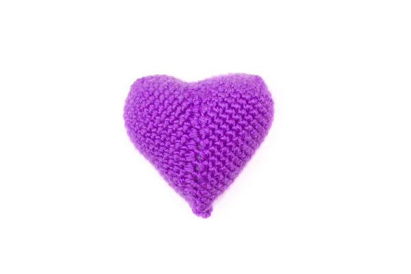 Heart crocheted from threads — Stock Photo, Image