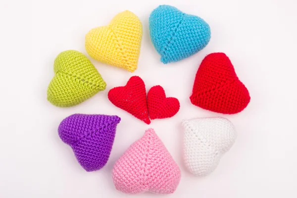 Heart crocheted from threads — Stock Photo, Image