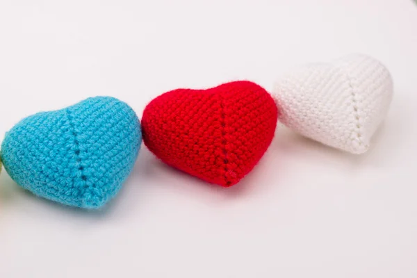 Heart crocheted from threads — Stock Photo, Image