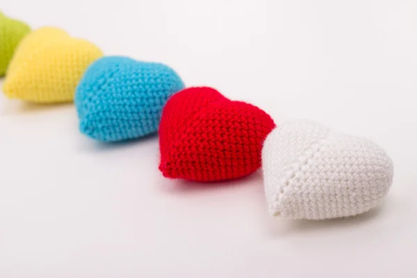 Heart crocheted from threads — Stock Photo, Image