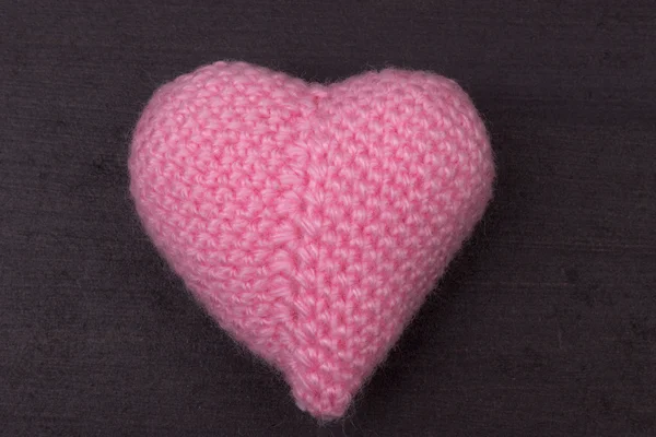 Heart crocheted from threads — Stock Photo, Image