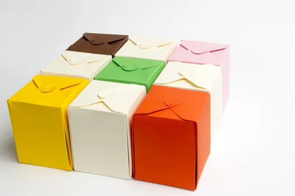 Colored boxes made of cardboard — Stock Photo, Image