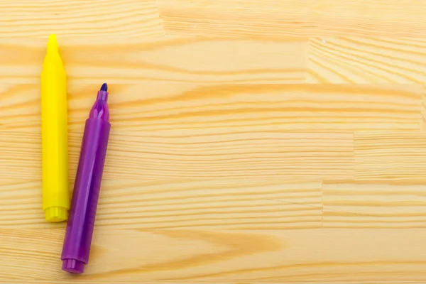 Lápis, caneta, marcador, bloco de notas, autocolante — Fotografia de Stock