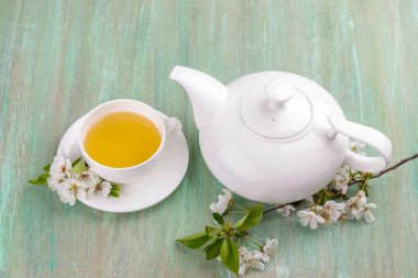 beyaz çay, beyaz Kupası, uçan daire beyaz, elma çiçeği, kiraz blosso