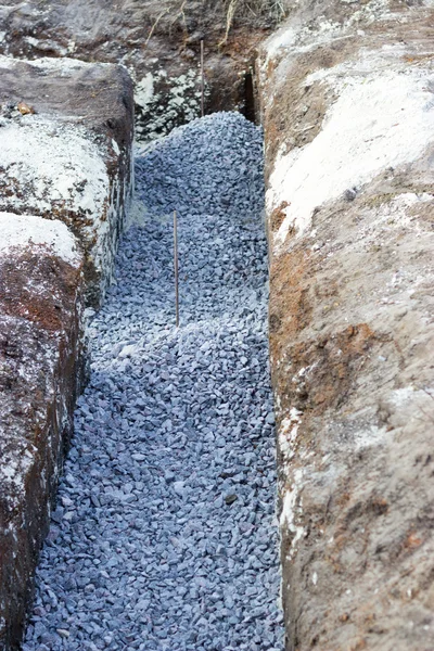 building foundations, reinforcement, concrete rubble, wooden for