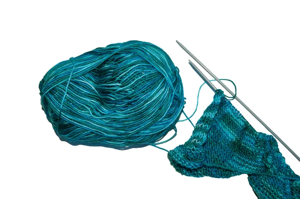 Blue knitting isolated — Stock Photo, Image