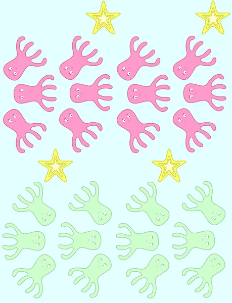 Pink and green octopuses — Stock Vector