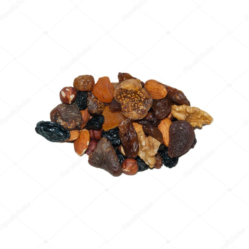 dried fruits and nuts isolated