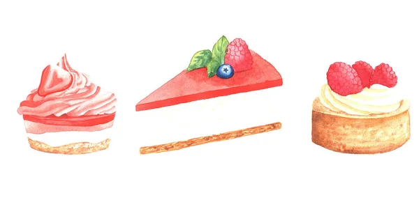 Torte disegnate a mano con illustrazione di bacche — Foto Stock