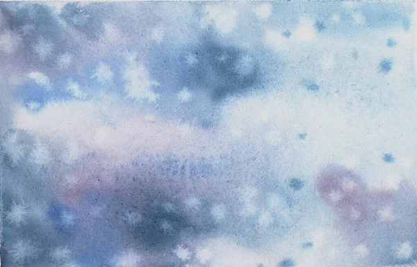 Winter watercolor background. Shades of blue and gray watercolor stains. Hand drawn illustration — Stock Photo, Image