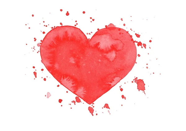 발렌타인 카드와 디자인에 잉크가 묻어 있는 선명 한 분홍빛 하트. 상징적 사랑. 발렌티누스의 날 배경 — 스톡 사진