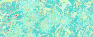 Turuncu Sancak. Pastel Gül Dekorasyonu. Gökyüzü İpek Arkaplanı. Buz Tarzı Posteri. Parlak Taze Bayrak. Mavi Fantezi Sancağı. Yeşil Soyut Çizim.