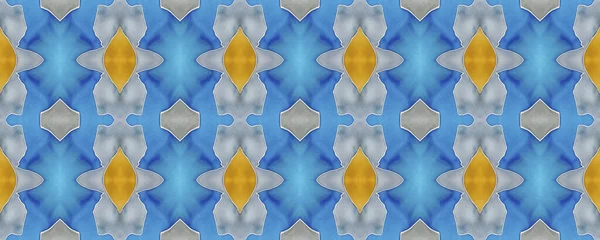Yellow Trendy Image Blue Brushed Seamless Bright Aquarelle Image Pastel — Stock Photo, Image