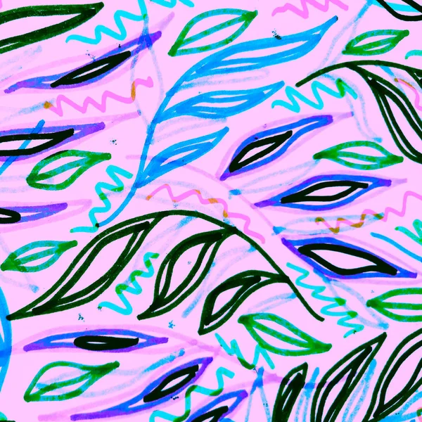 Чорний Квітковий Візерунок Блакитна Акрилова Канва Презентація Рожевої Красуні Шаблон — стокове фото
