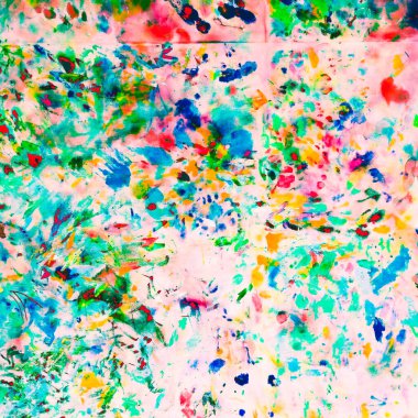 Sarı Dirty Art Drawing. Mor Sanatsal Kanva. Kırmızı Çağdaş Doku. Mavi Boya elementi. Gök Kravatı Boyası Parmak izi. Akrilik Dekorasyon. Renkli Turuncu Islak Resim.