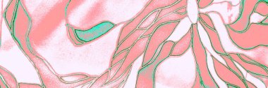 Pastel Güzellik Dekoru. Pembe Tekstil deseni. Okyanus Popüler Graffiti. Deniz doğası baskısı. Parlak Çizim Sunumu. Beyaz Pamuk Tasarımı. Fantezi kanvası. Soyut Dekorasyon.