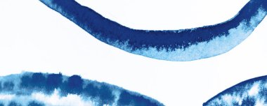 Navy Tie Boya İllüstrasyonu. Mavi Modern Sanat. Beyaz kravat tasarımı. Buz Mürekkebi elementi. Güzel şablon. Çok renkli arka plan. Gökyüzü Eli Kanvası. Parlak Soyut Poster.