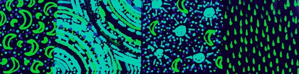 Blue Pachwork Artwork. Green Beauty Paper. Ocean Ornament Texture. Neon Motion Design. Dark Textured Decor. Black Brush Poster. Sea Abstract Canva.