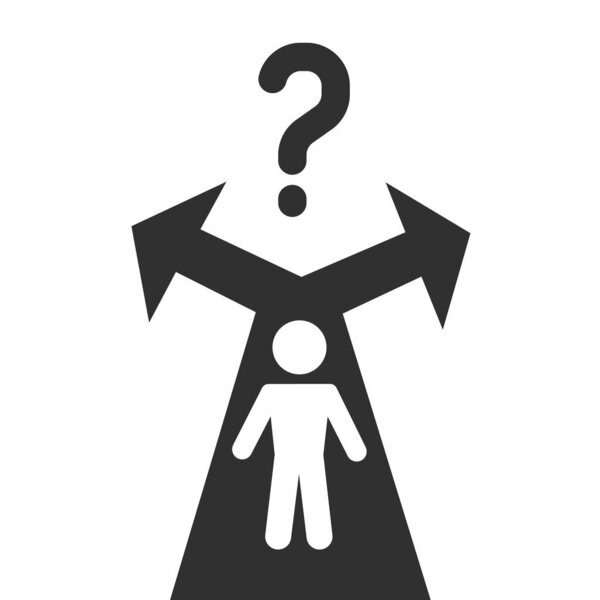 Решение Выбор направления будущего стрелки дорожный знак с человеком иконка вектор