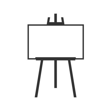 Gri arkaplanda izole edilmiş düz biçimdeki Easel simgesi.