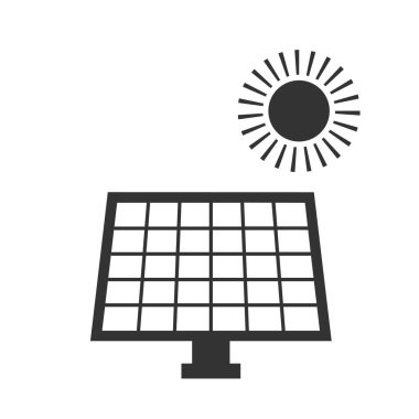 Güneş Paneli simgesi ve Güneş Sembol vektörlü Bataryalar