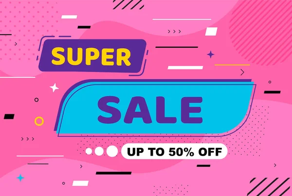 Ilustração vetorial design de modelo de banner de venda super, grande oferta especial de venda. fim temporada festa fundo — Vetor de Stock