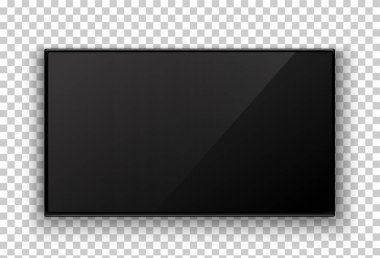 Gerçekçi TV ekranı, şeffaf arkaplanda maket yapıyor. Vektör deposu.