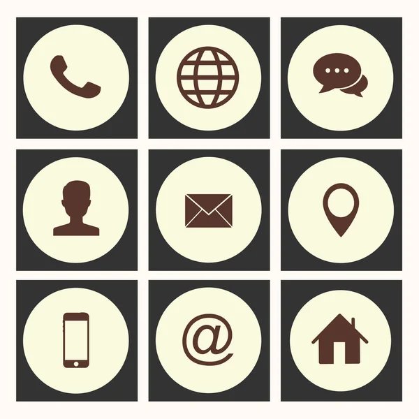 Ensemble d'icône de contact. Téléphone, emplacement, courrier, site Web — Image vectorielle