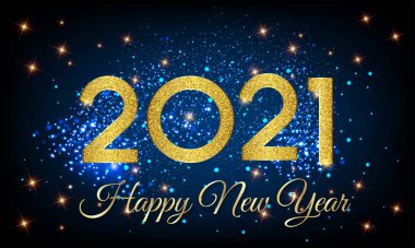 2021 Parlak Arkaplan İllüstrasyonlu Mutlu Yeni Yıl Altın Sayısı - Parlayan Arkaplan Altın Yıl 2021 - Altın Metinli Yeni Yıl Arkaplan Vektörü