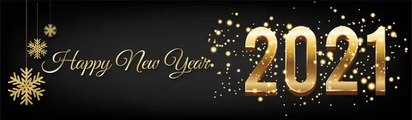 Altın Yeni Yıl 2021 Afişleri Siyah Renk Arkaplanında Patlayan Parıltılı Yatay Posterler - Yeni Yıl Altın Parıltılı Yatay Sancak 2021 - Yeni Yıl Altın Sancak 2021