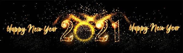 Yeni yılınız kutlu olsun 2021 Posterleri Altın Işık Arkaplan Metin Arkaplan Vektör İllüstrasyonu - Altın Işık İllüstrasyonlu Mutlu Yeni Yıl 2021 Banner İllüstrasyonu - Yeni Yıl 2021