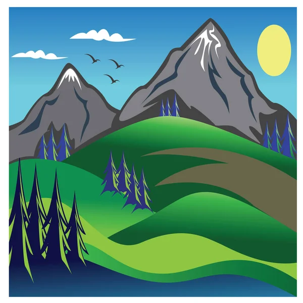 Paisagem Natural Ilustração Montanha Design Colorido Vetor Fundo Natureza —  Vetores de Stock