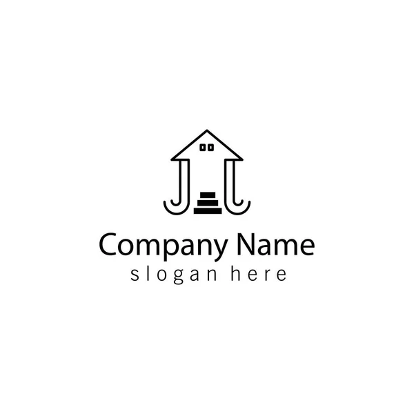Letter Creative Logo House Illustration Simple Line Vector Design — Stock Vector