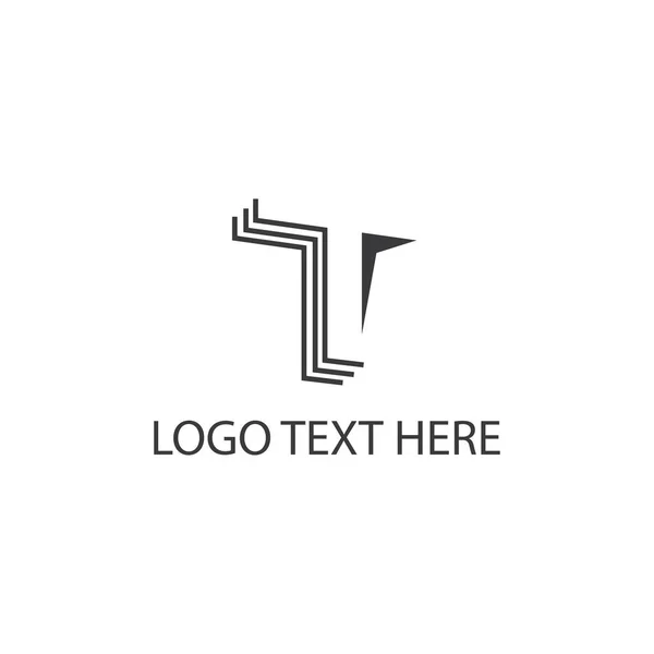 文字Tデザイン要素線イラスト建物ロゴベクトルテンプレート — ストックベクタ