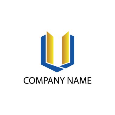harf u logo illüstrasyonu basit modern yapı vektör tasarım şablonu rengi