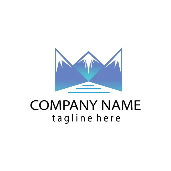 Montanha Logotipo Paisagem Ilustração Mini Iniciais Cor Natureza Vetor Design — Vetor de Stock