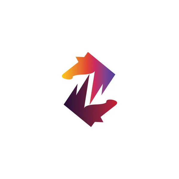 Letra Logotipo Vetor Ilustração Cavalo Cor Design —  Vetores de Stock