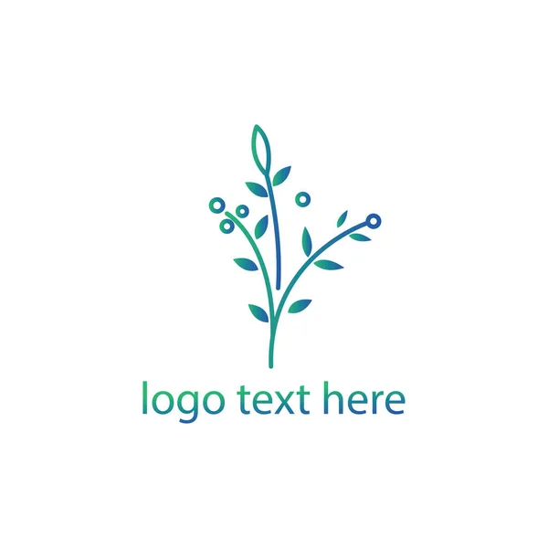 Eenvoudige Logo Bloem Bladeren Illustratie Kleur Lijn Ontwerp Vector Template — Stockvector