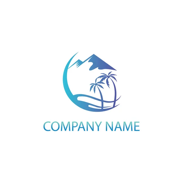 Viagem Logotipo Ilustração Natureza Círculo Cor Vetor Design Modelo — Vetor de Stock