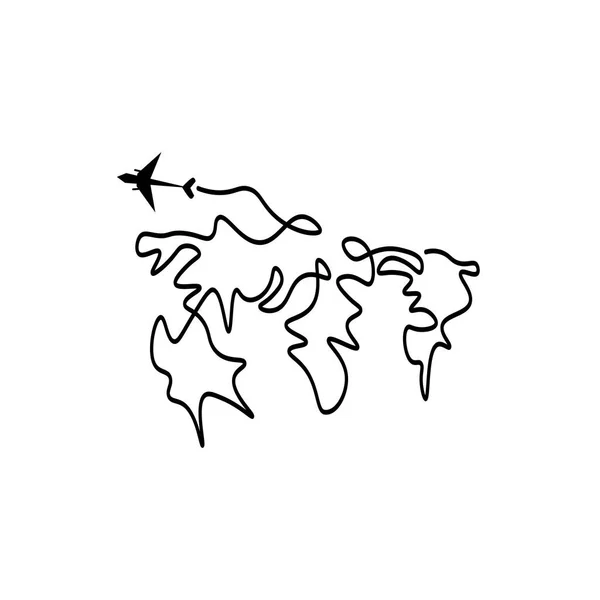 Traveling Logo Illustration Airplane Vector Design Outline — Stockový vektor
