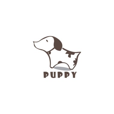 Yavru köpek logosu çizimi soyut tasarım vektör şablonu