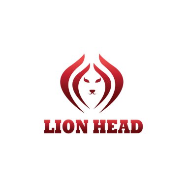 Aslan başı logo illüstrasyon renk çizgisi tasarım şablonu