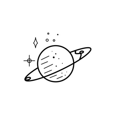 Gezegen logosu vektör illüstrasyon güvenlik iğne hattı tasarımı