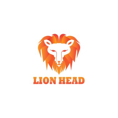 Aslan başı logo illüstrasyon renk çizgisi tasarım şablonu