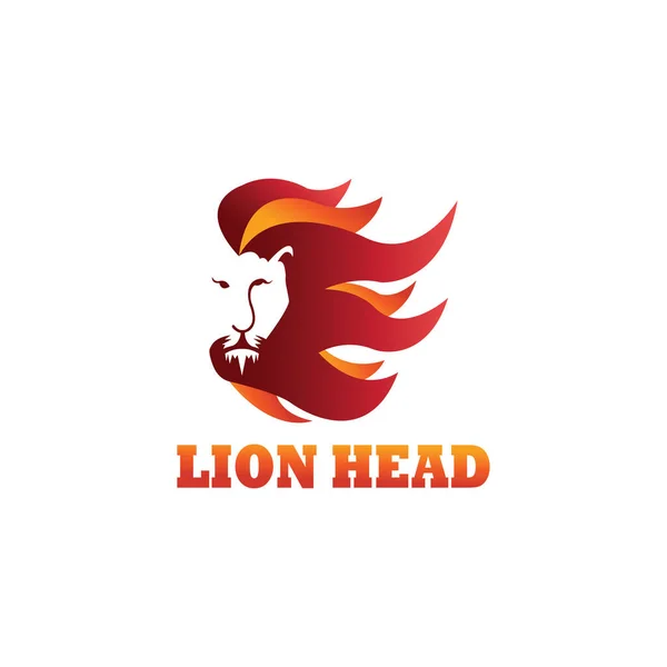 Lion Head Logo Illustration Color Line Design Vector Template — Stock Vector