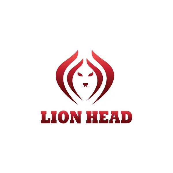 Lion Head Logo Illustration Color Line Design Vector Template — Stock Vector