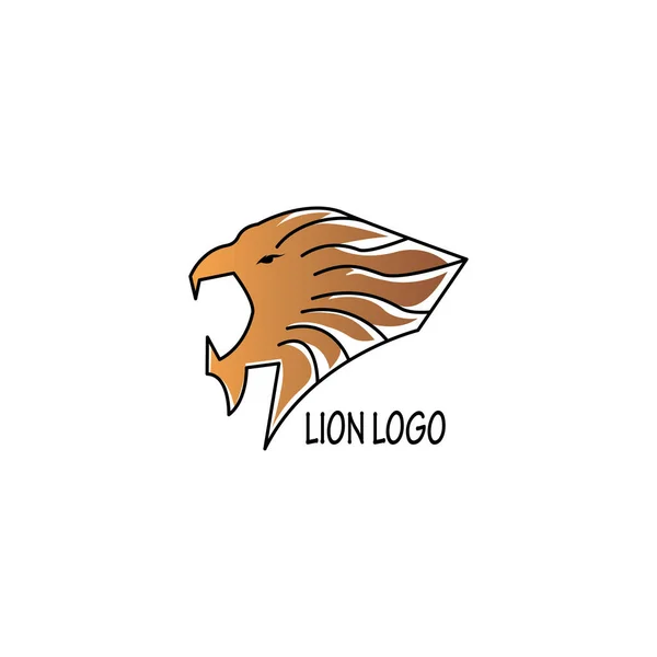 Lion Tête Logo Illustration Couleur Ligne Conception Vectoriel Modèle — Image vectorielle