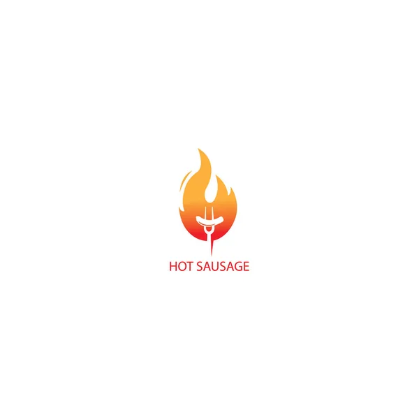 Λογότυπο Λουκάνικο Και Φωτιά Εστιατόριο Εικονογράφηση Χρώμα Διάνυσμα Σχεδιασμό — Διανυσματικό Αρχείο
