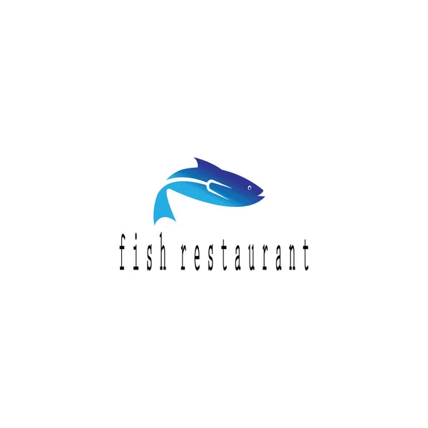 Logo Von Fisch Und Spieß Farb Design Vektor Illustration — Stockvektor